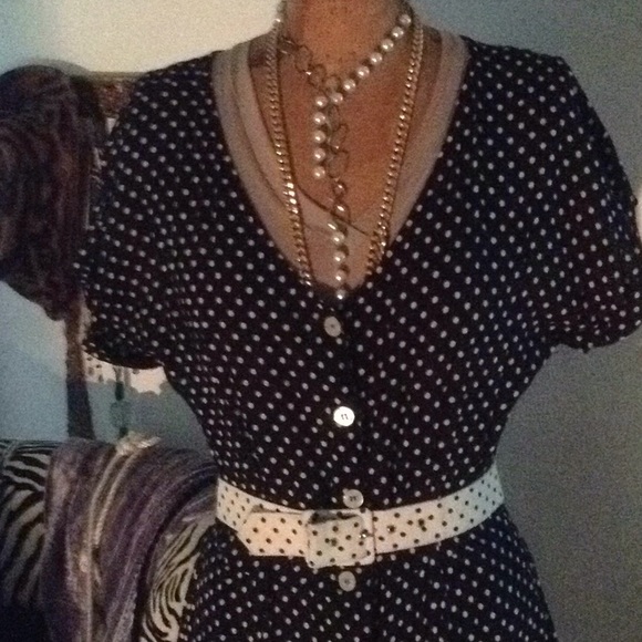 Esprit polka dot belted dress - Picture 2 of 4